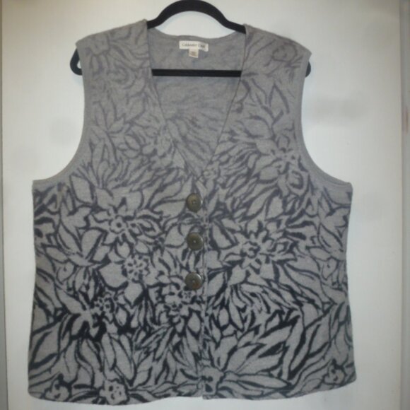🖤 Coldwater Creek 100% Wool Vest – Floral Color changing Pattern – Size 1X - Picture 2 of 14